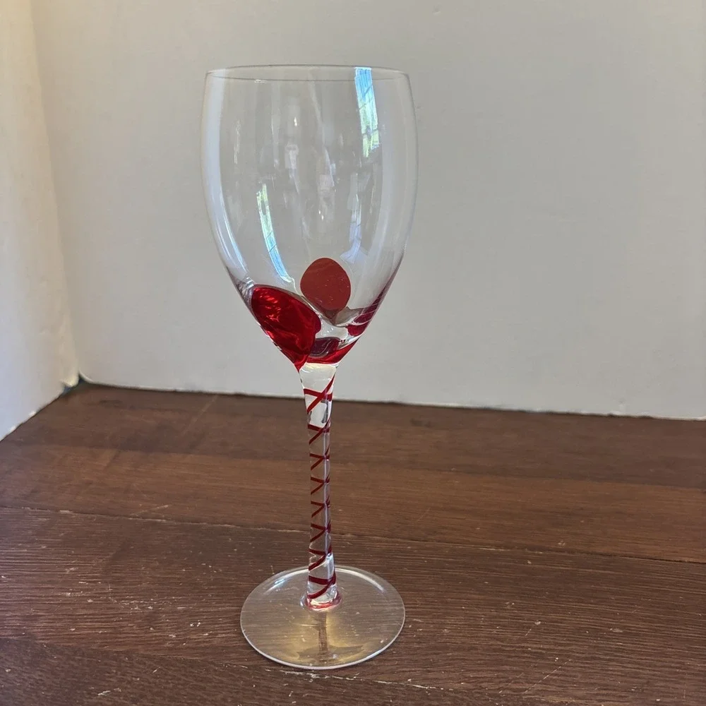 Pier 1 Imports Replacement Wine Glass Red Ribbon Swirl Stem